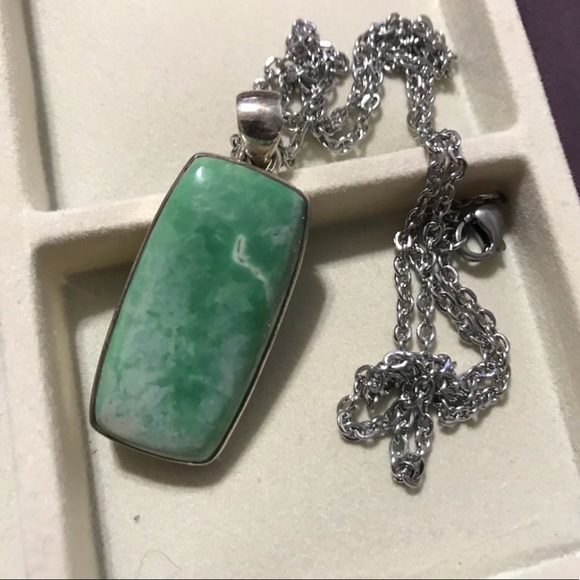 New Sterling Silver Variscite Pendant Necklace Greens Crystal Gemstone - Picture 12 of 14